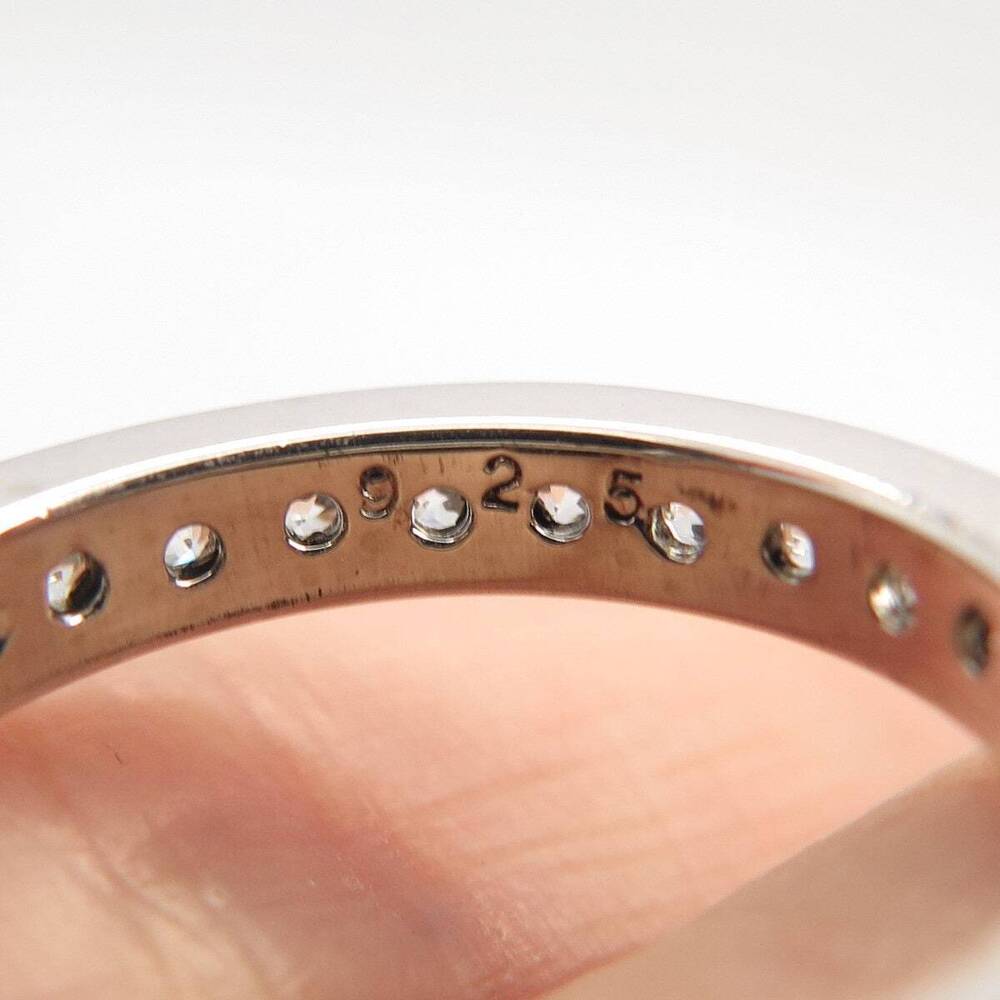 925 Sterling Silver Pave C Z All Around Eternity Band Ring Size 5 - Picture 6 of 7
